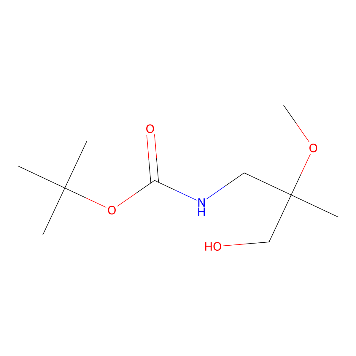 Tert-butyl N-(3-hydroxy-2-methoxy-2-methylpropyl)carbamate molecular structure, CAS 2163052-80-8