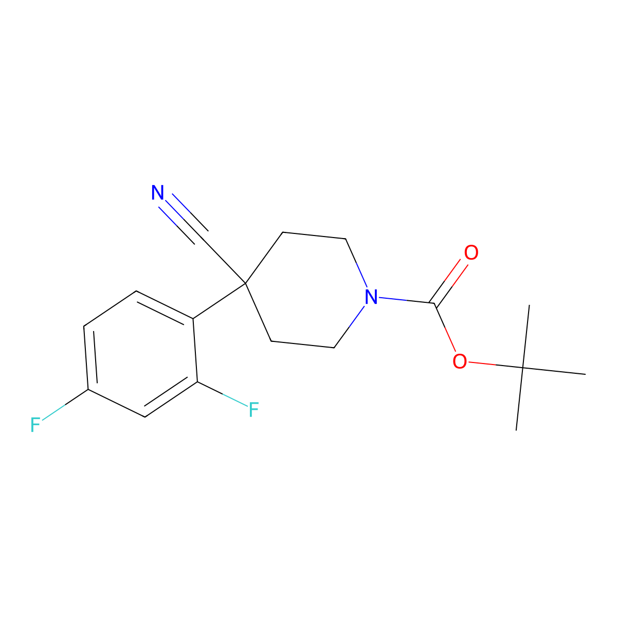 tert-Butyl 4-cyano-4-(2,4-difluorophenyl)piperidine-1-carboxylate molecular structure, CAS 216311-12-5