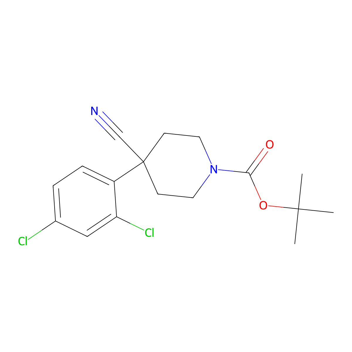1-Boc-4-cyano-4-(2,4-dichlorophenyl)-piperidine molecular structure, CAS 216311-18-1