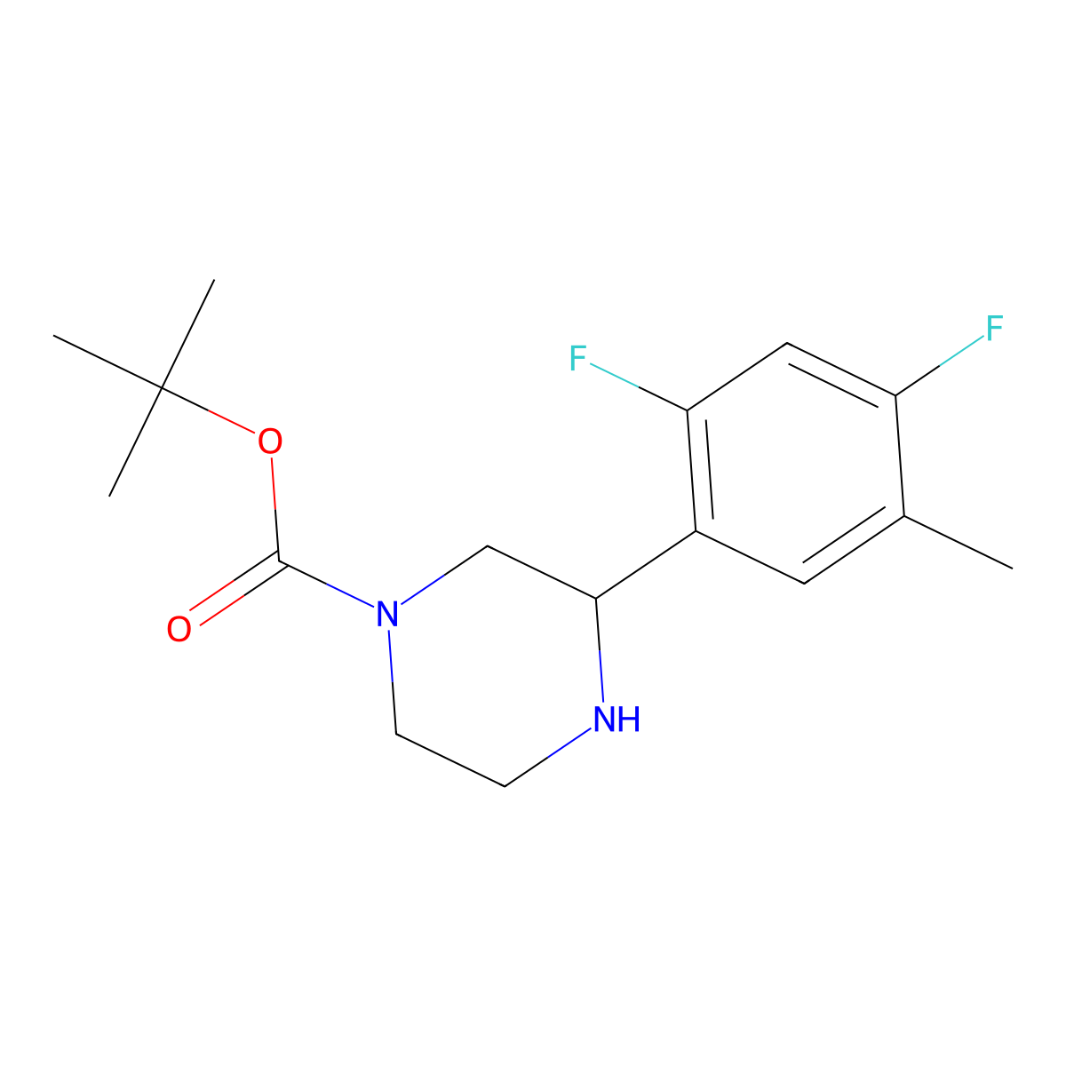 Tert-butyl 3-(2,4-difluoro-5-methylphenyl)piperazine-1-carboxylate molecular structure, CAS 2163176-26-7