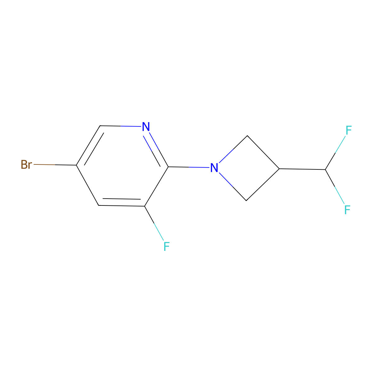 5-Bromo-2-[3-(difluoromethyl)azetidin-1-yl]-3-fluoropyridine molecular structure, CAS 2163196-45-8