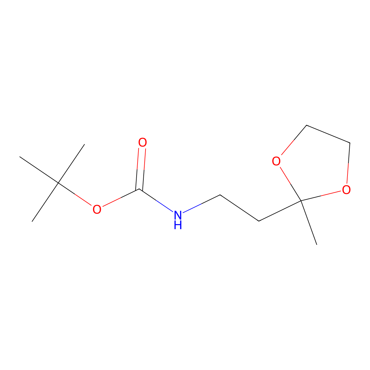 tert-butyl N-[2-(2-methyl-1,3-dioxolan-2-yl)ethyl]carbamate molecular structure, CAS 2163232-21-9