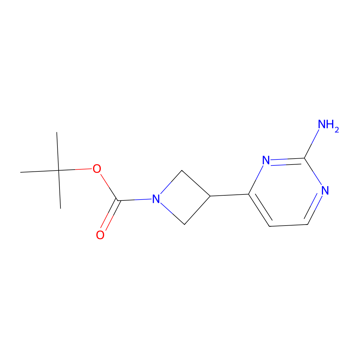 tert-Butyl 3-(2-aminopyrimidin-4-yl)azetidine-1-carboxylate molecular structure, CAS 2163343-18-6