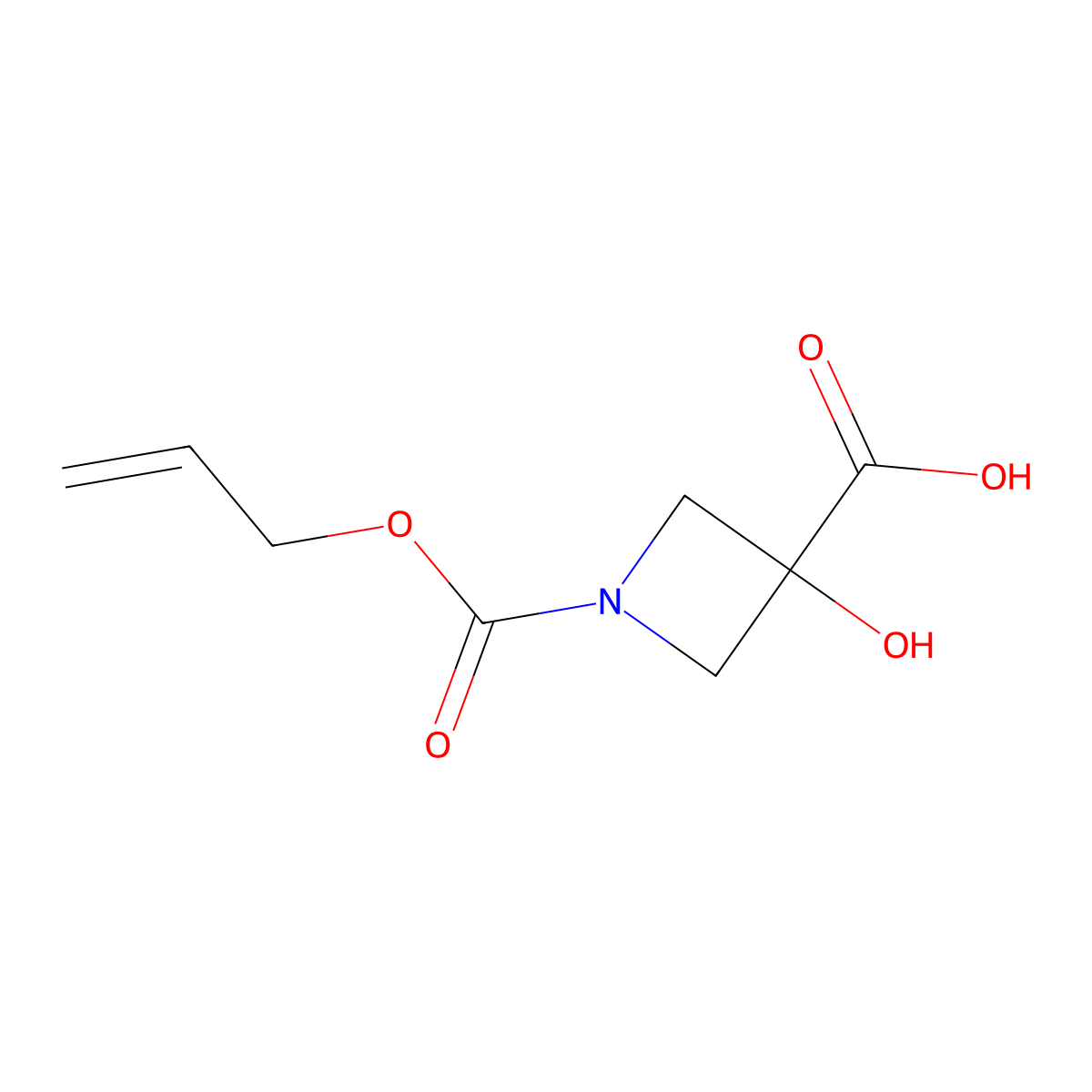 3-Hydroxy-1-[(prop-2-en-1-yloxy)carbonyl]azetidine-3-carboxylic acid molecular structure, CAS 2163405-34-1