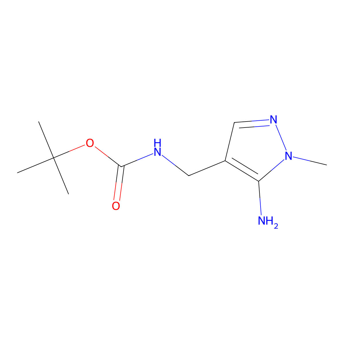 tert-butyl N-[(5-amino-1-methyl-1H-pyrazol-4-yl)methyl]carbamate molecular structure, CAS 2163447-93-4