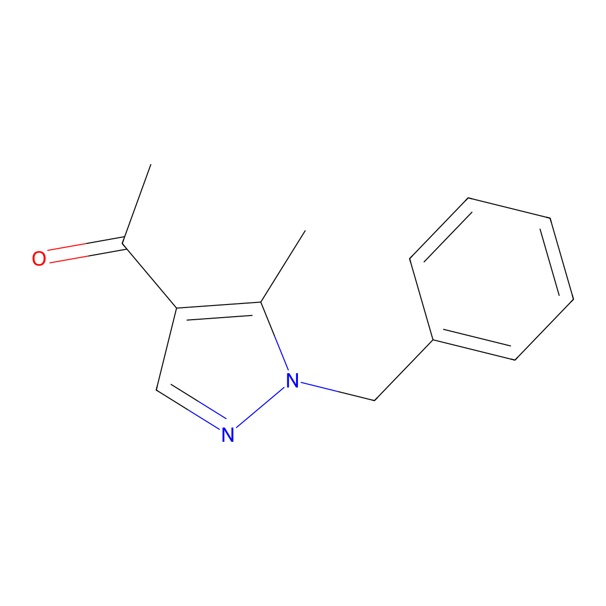 1-(1-Benzyl-5-methyl-1H-pyrazol-4-yl)ethan-1-one molecular structure, CAS 21635-21-2