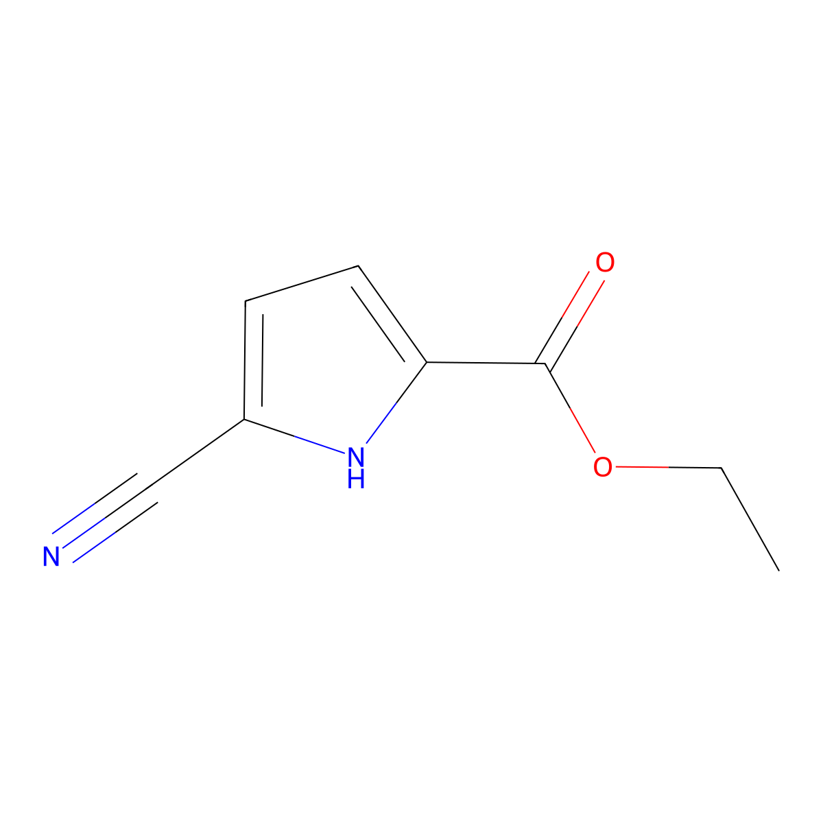 Ethyl 5-cyano-1H-pyrrole-2-carboxylate molecular structure, CAS 21635-99-4