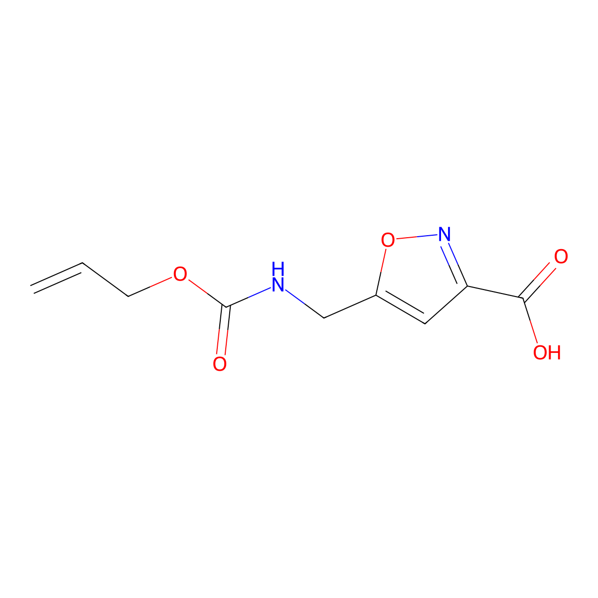 5-({[(Prop-2-en-1-yloxy)carbonyl]amino}methyl)-1,2-oxazole-3-carboxylic acid molecular structure, CAS 2163583-10-4
