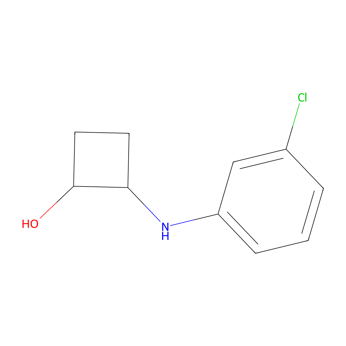 2-[(3-Chlorophenyl)amino]cyclobutan-1-ol molecular structure, CAS 2163615-20-9