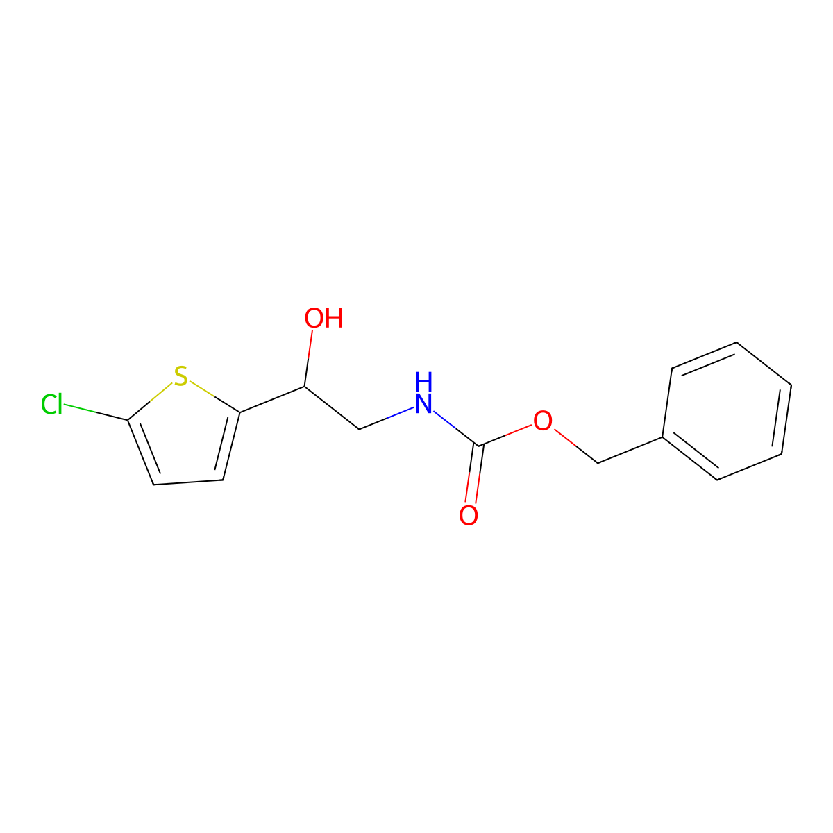 benzyl N-[2-(5-chlorothiophen-2-yl)-2-hydroxyethyl]carbamate molecular structure, CAS 2163625-16-7