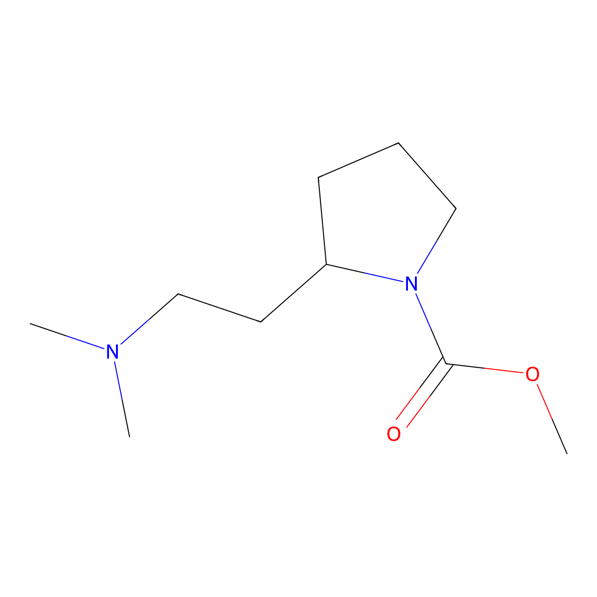 Methyl 2-[2-(dimethylamino)ethyl]pyrrolidine-1-carboxylate molecular structure, CAS 2163641-52-7