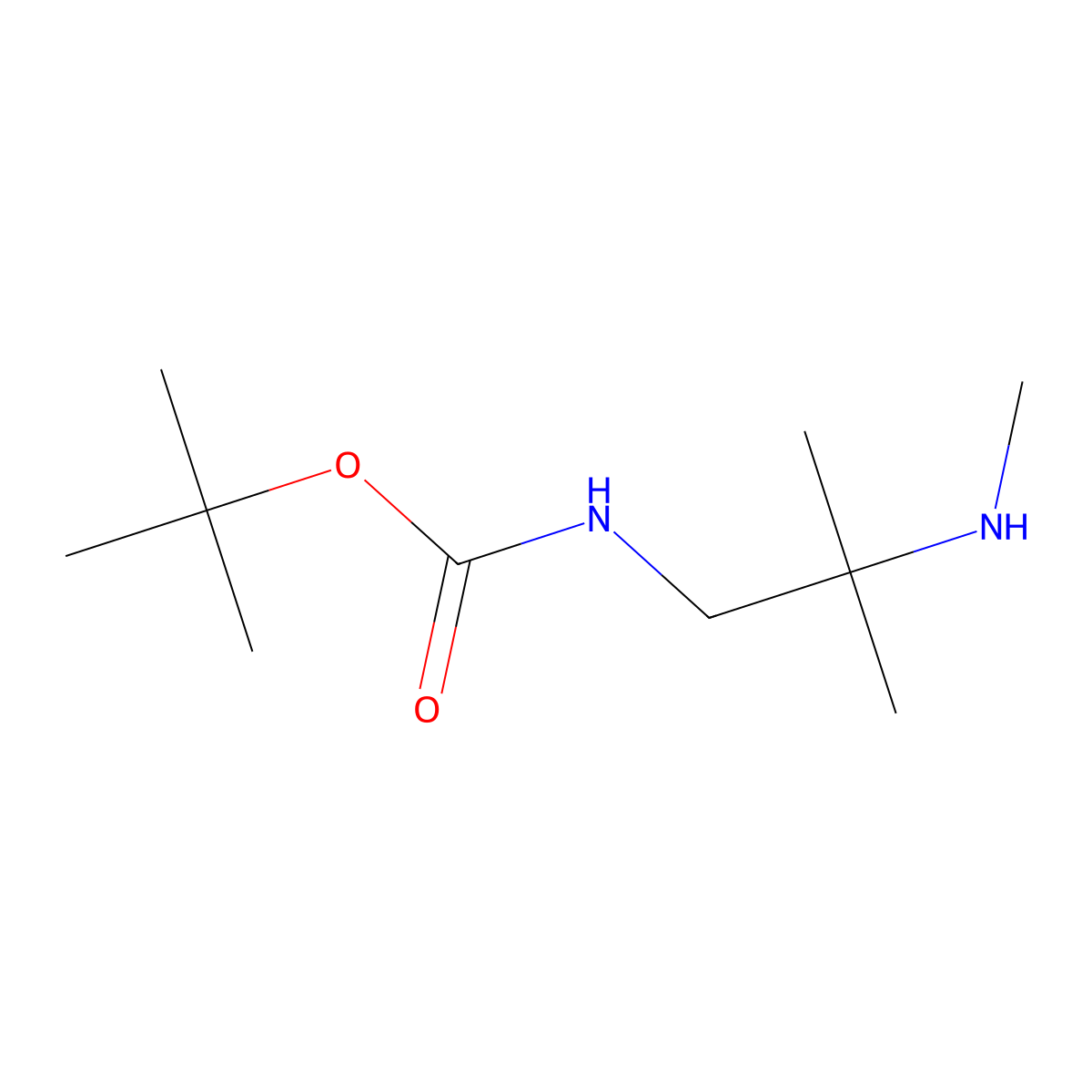 tert-butyl N-[2-methyl-2-(methylamino)propyl]carbamate molecular structure, CAS 2163659-37-6