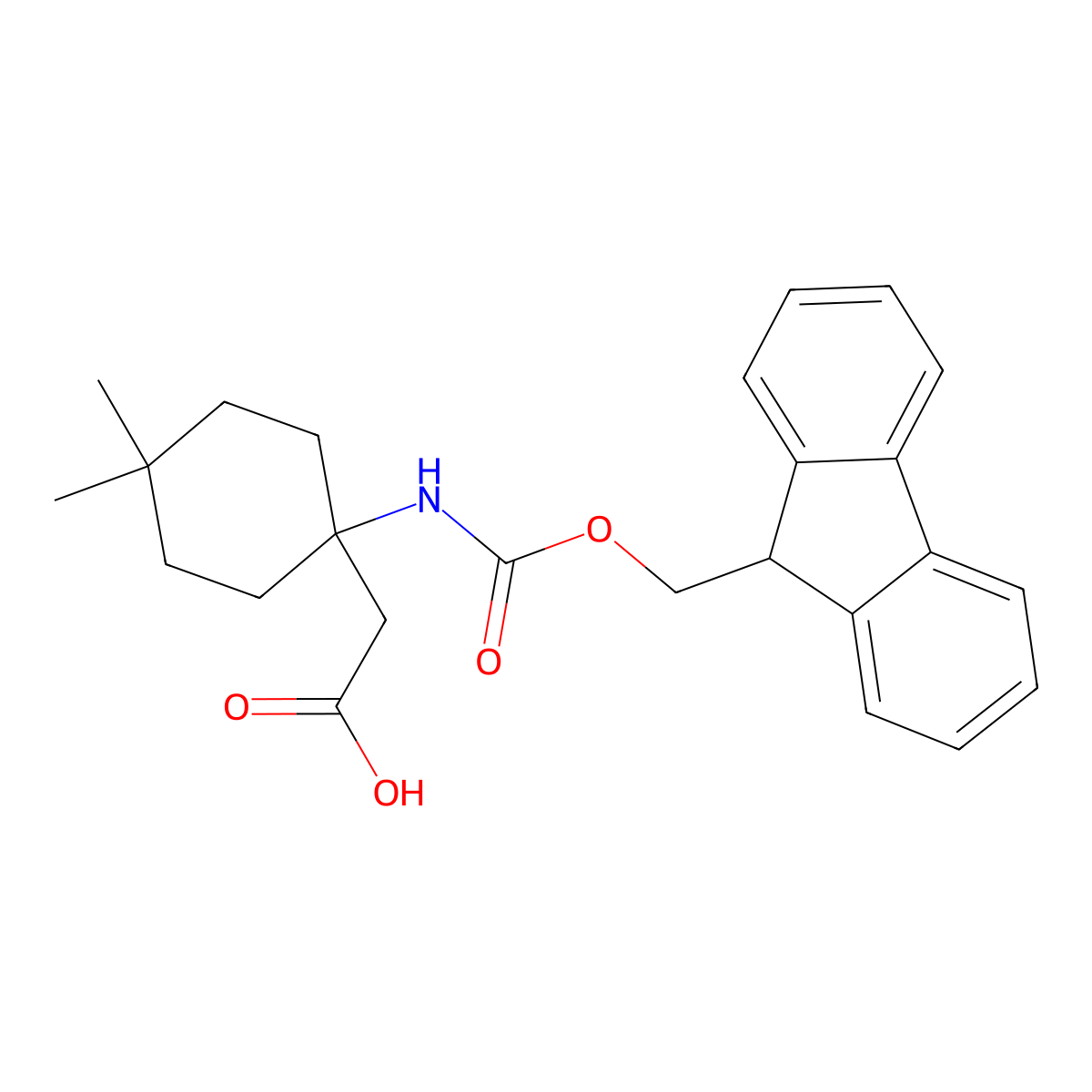2-[1-({[(9H-fluoren-9-yl)methoxy]carbonyl}amino)-4,4-dimethylcyclohexyl]acetic acid molecular structure, CAS 2163682-33-3