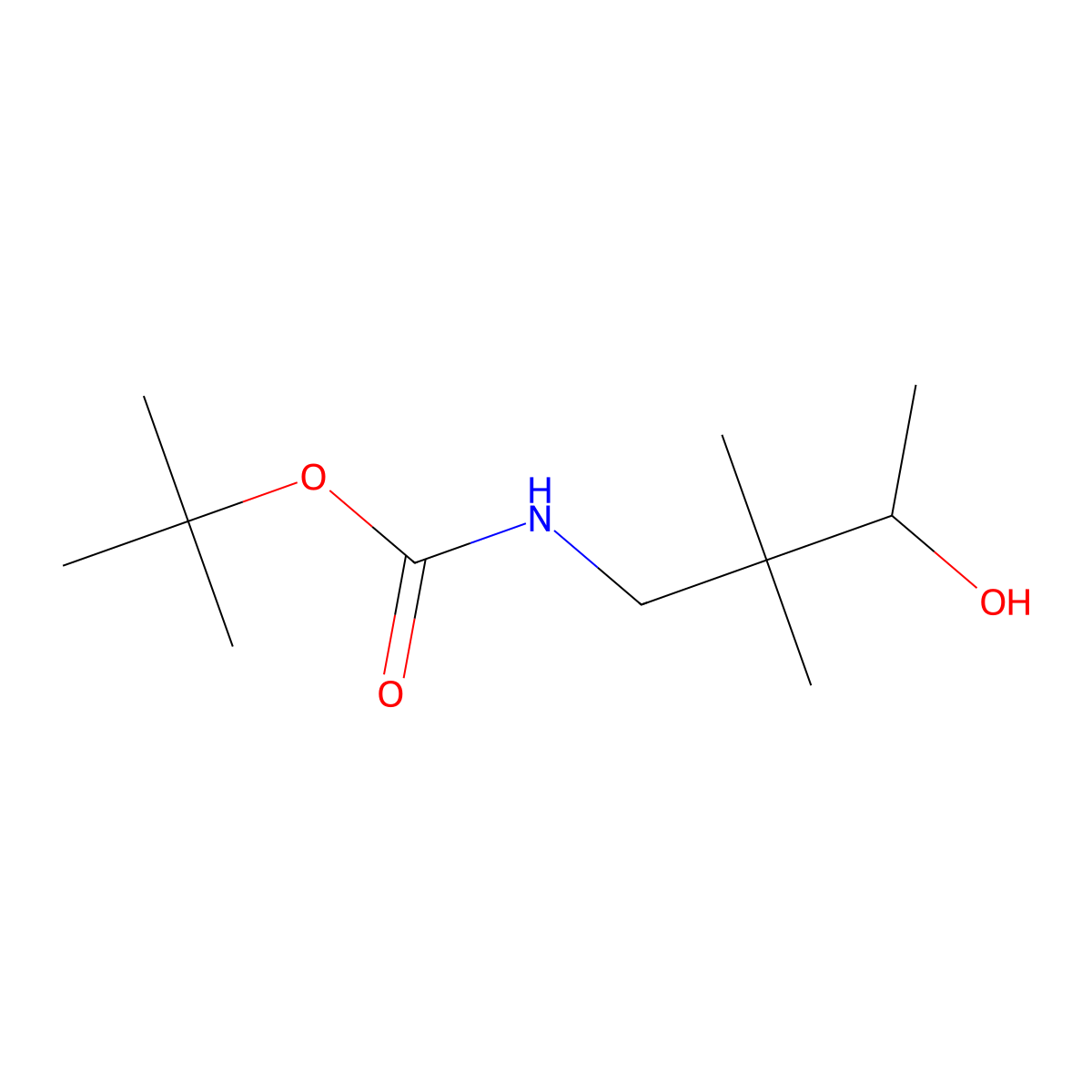 tert-butyl N-(3-hydroxy-2,2-dimethylbutyl)carbamate molecular structure, CAS 2163733-17-1
