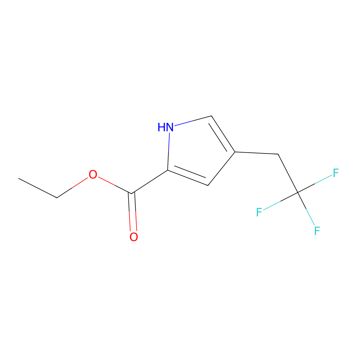 Ethyl 4-(2,2,2-trifluoroethyl)-1H-pyrrole-2-carboxylate molecular structure, CAS 2163771-77-3