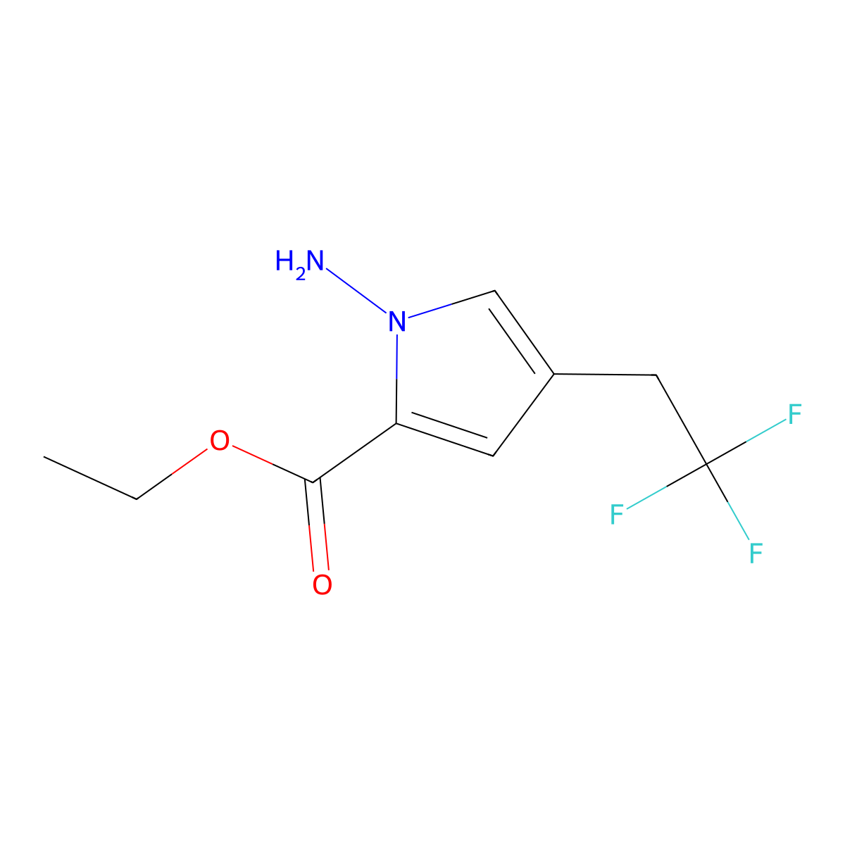 Ethyl 1-amino-4-(2,2,2-trifluoroethyl)-1H-pyrrole-2-carboxylate molecular structure, CAS 2163771-80-8