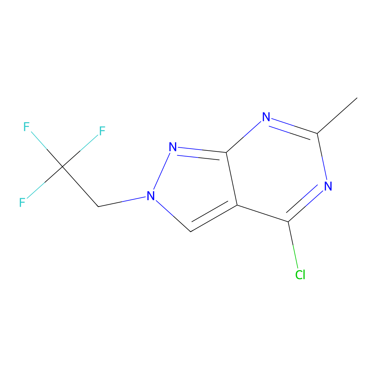 4-Chloro-6-methyl-2-(2,2,2-trifluoroethyl)-2H-pyrazolo[3,4-d]pyrimidine molecular structure, CAS 2163771-92-2