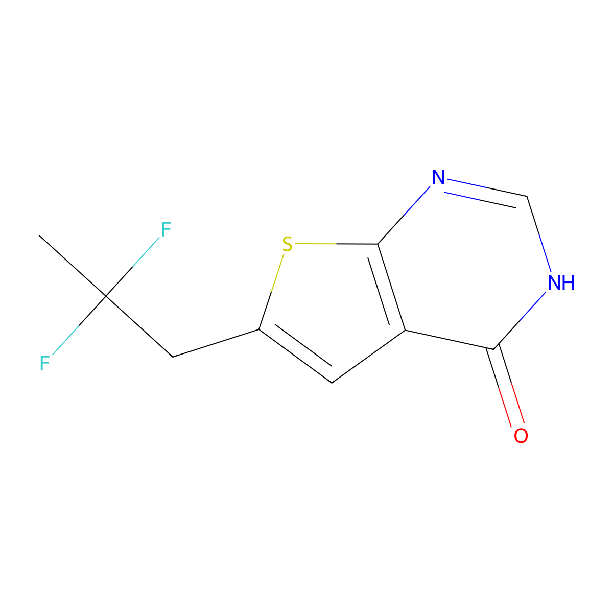 6-(2,2-Difluoropropyl)thieno[2,3-d]pyrimidin-4(3H)-one molecular structure, CAS 2163772-41-4
