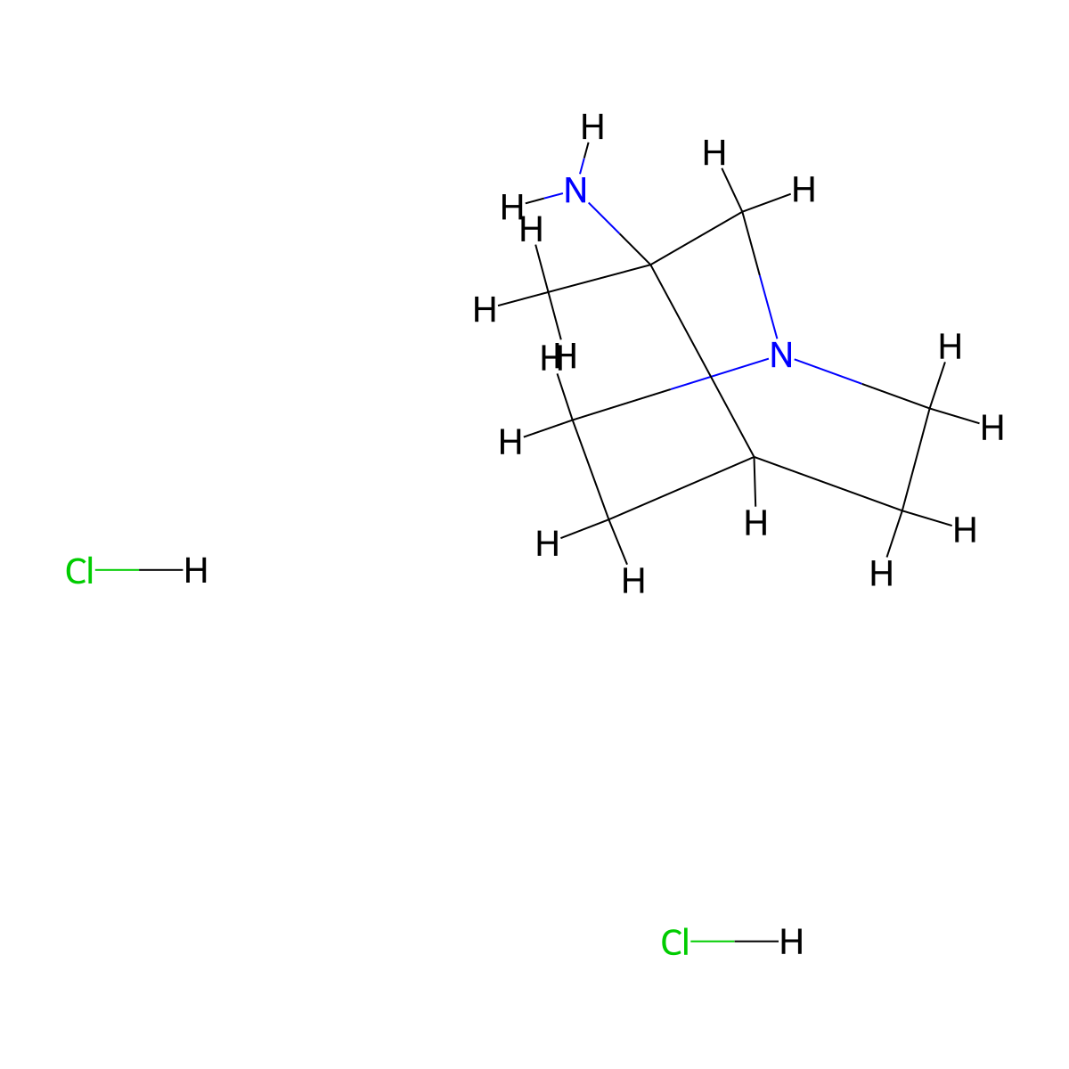 3-Methyl-1-azabicyclo[2.2.2]octan-3-amine dihydrochloride molecular structure, CAS 21638-14-2