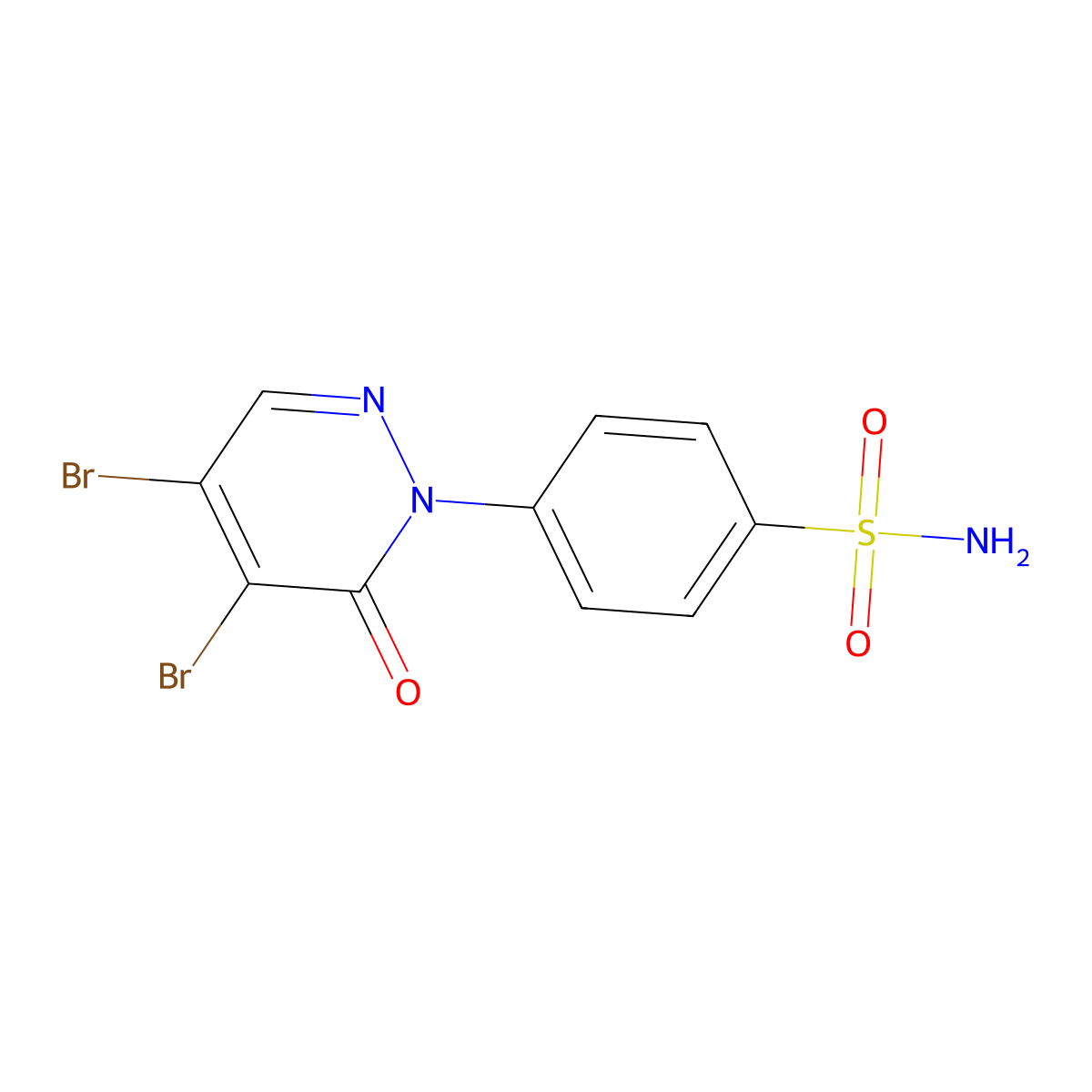 4-(4,5-Dibromo-6-oxo-1,6-dihydropyridazin-1-yl)benzene-1-sulfonamide molecular structure, CAS 2163817-03-4
