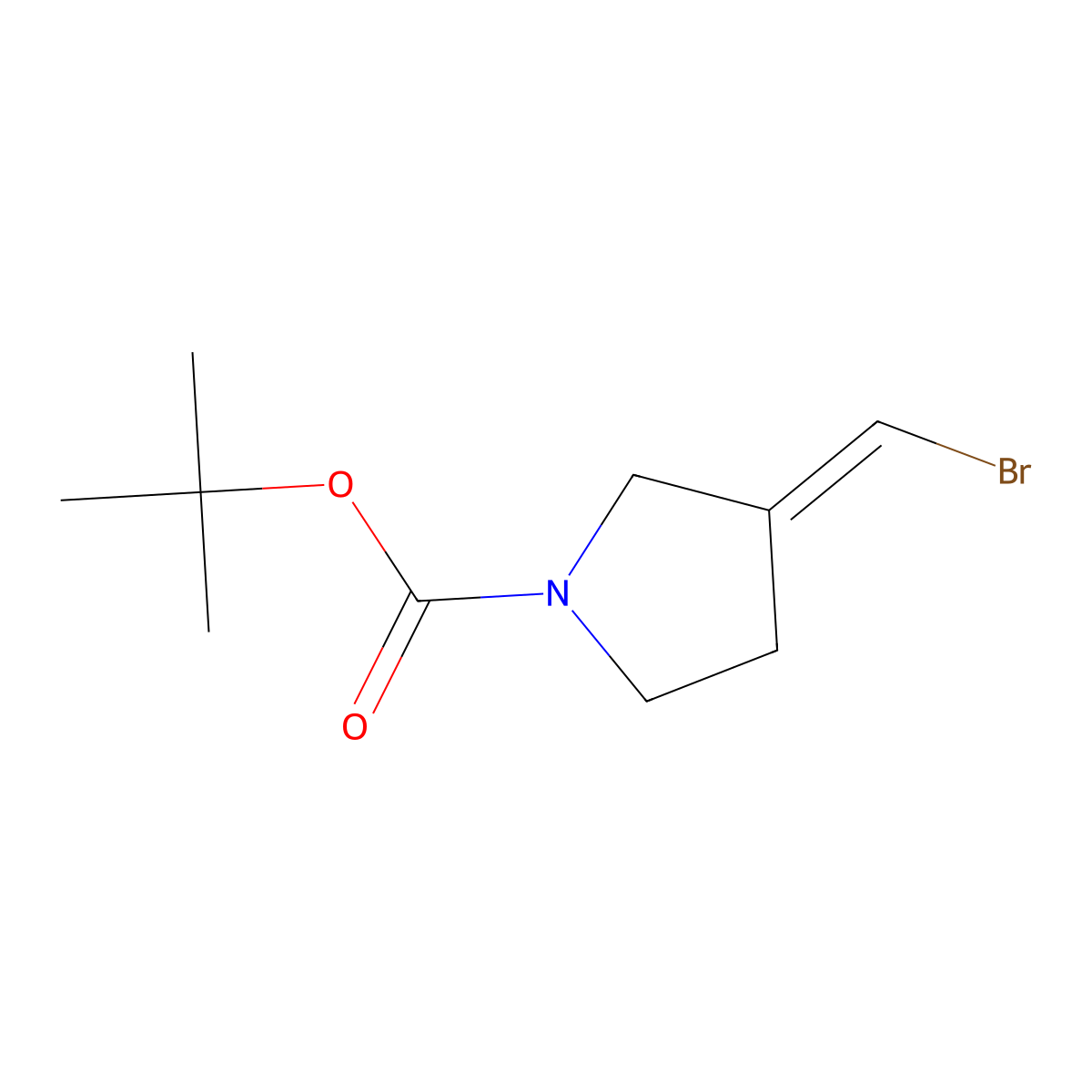 Tert-butyl 3-(bromomethylidene)pyrrolidine-1-carboxylate molecular structure, CAS 2163825-03-2