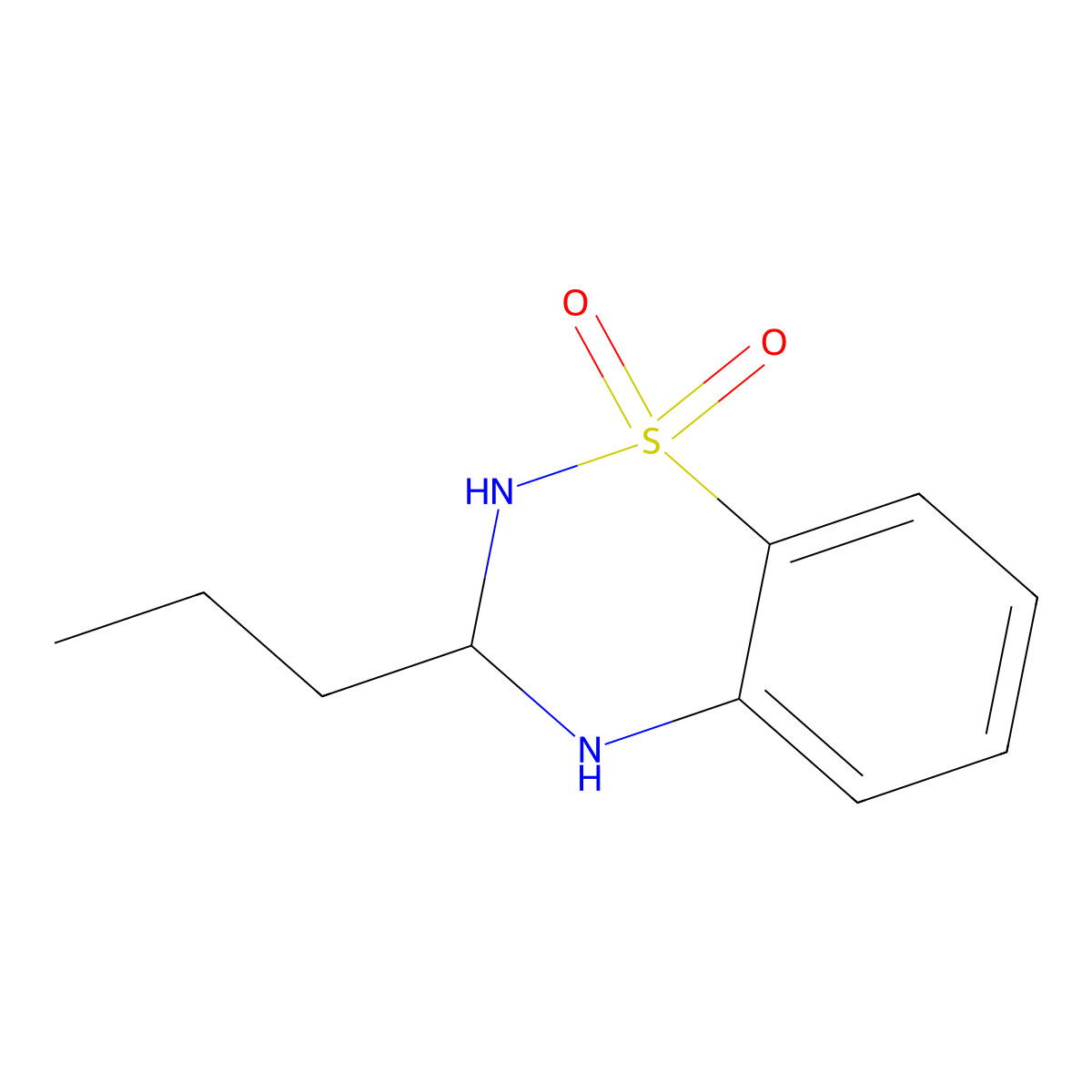 3-propyl-3,4-dihydro-2H-benzo[e][1,2,4]thiadiazine 1,1-dioxide molecular structure, CAS 21639-09-8