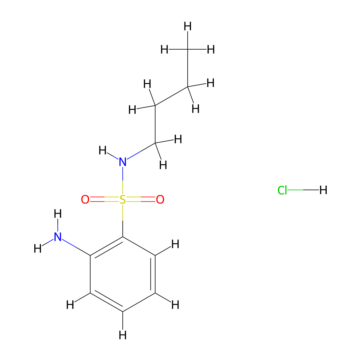 2-Amino-N-butylbenzenesulfonamide hydrochloride molecular structure, CAS 21639-11-2