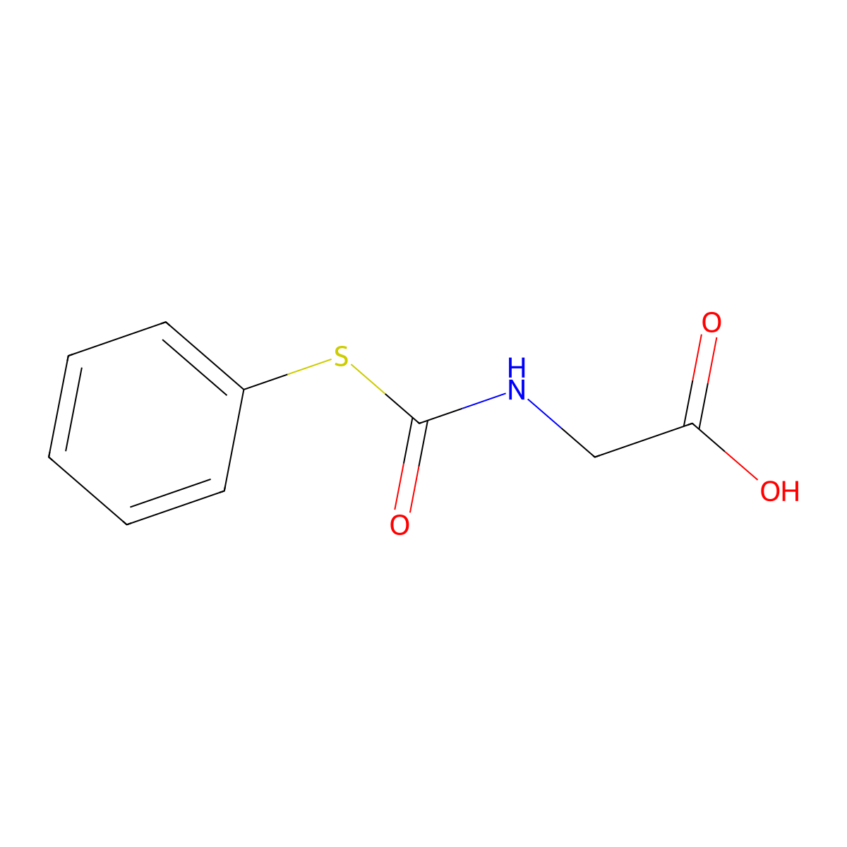 2-(Phenylsulfanylcarbonylamino)acetic acid molecular structure, CAS 21639-45-2
