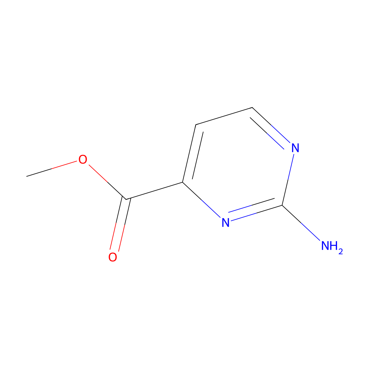 4-Pyrimidinecarboxylic acid, 2-amino-, methyl ester molecular structure, CAS 2164-66-1