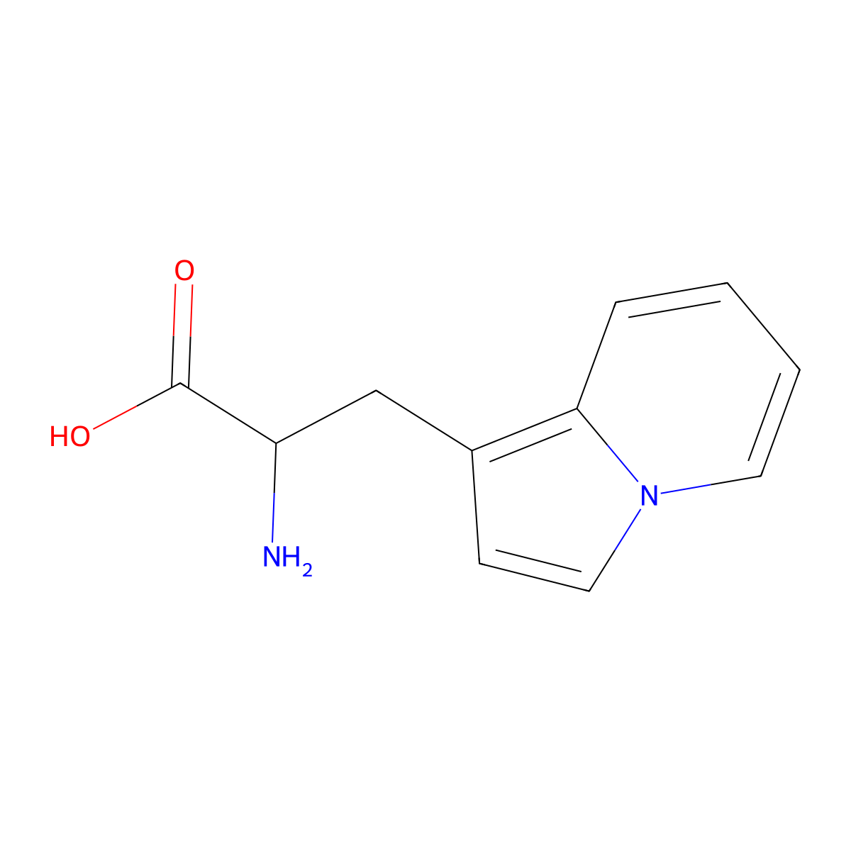 2-Amino-3-(indolizin-1-yl)propanoic acid molecular structure, CAS 21640-44-8