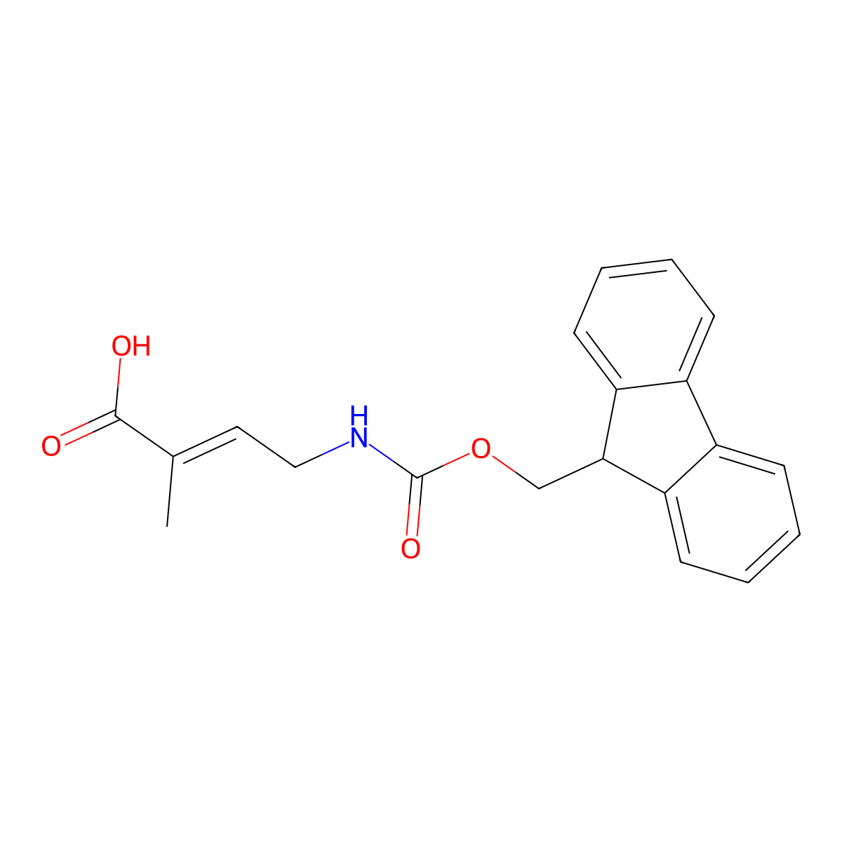 (E)-4-(9H-Fluoren-9-ylmethoxycarbonylamino)-2-methylbut-2-enoic acid molecular structure, CAS 2164014-04-2