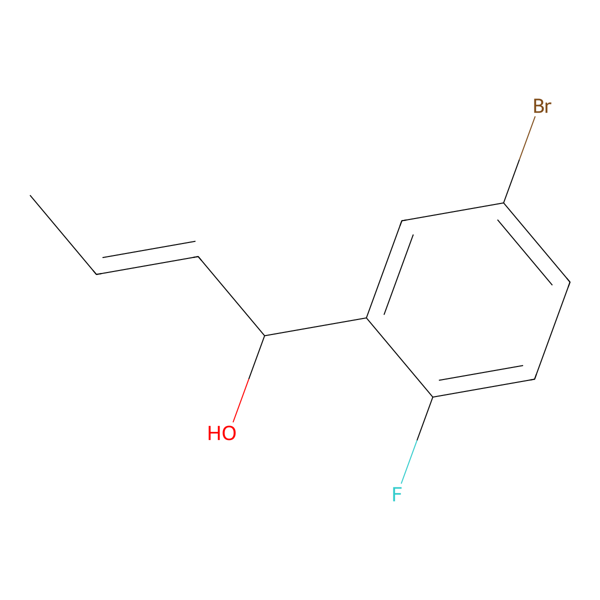 (E)-1-(5-bromo-2-fluorophenyl)but-2-en-1-ol molecular structure, CAS 2164017-78-9