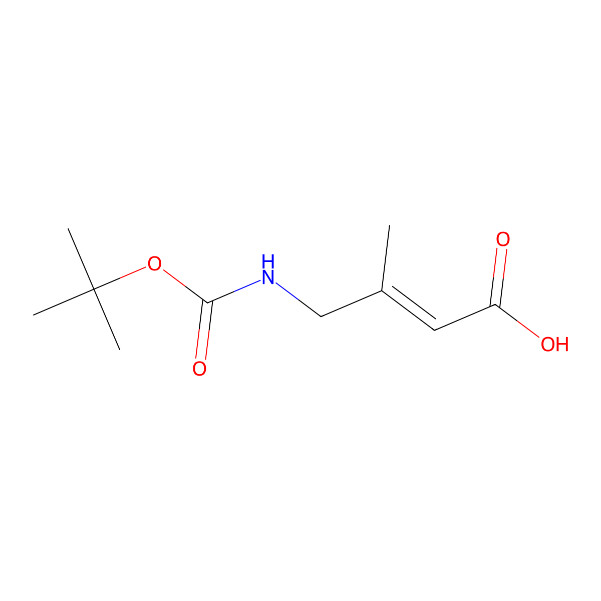 4-{[(Tert-butoxy)carbonyl]amino}-3-methylbut-2-enoic acid molecular structure, CAS 2164020-77-1
