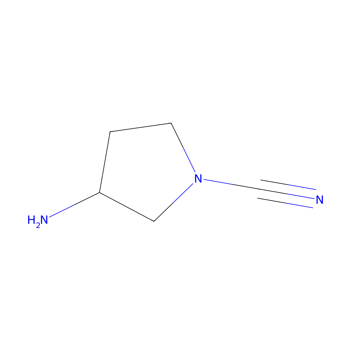 3-Aminopyrrolidine-1-carbonitrile molecular structure, CAS 2164034-60-8