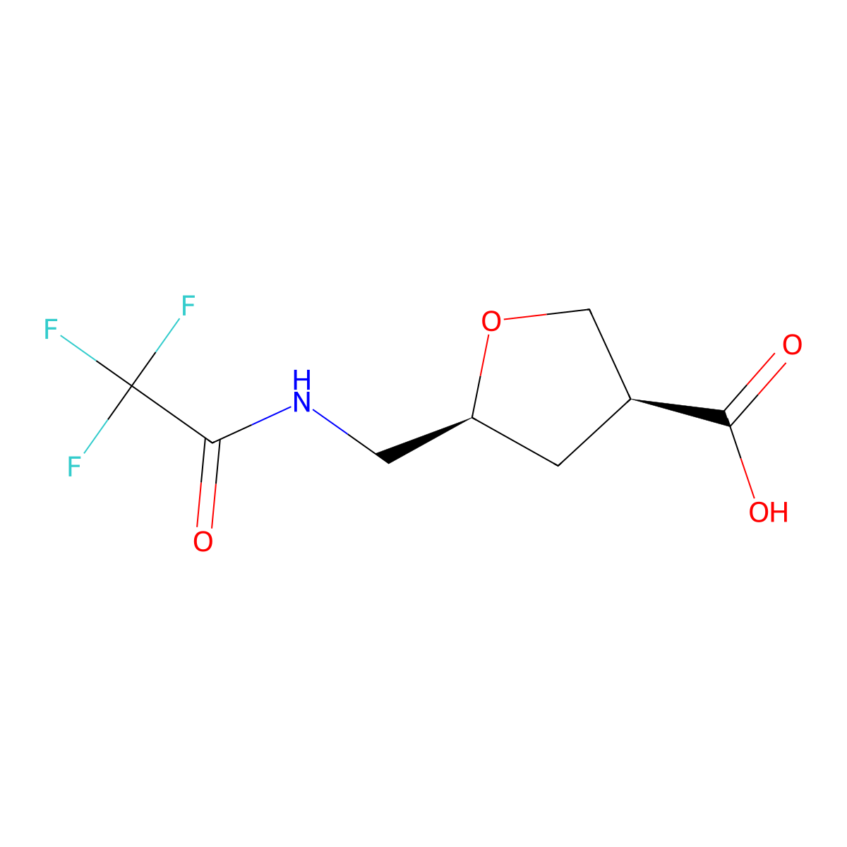 rac-(3R,5R)-5-[(trifluoroacetamido)methyl]oxolane-3-carboxylic acid molecular structure, CAS 2164135-76-4
