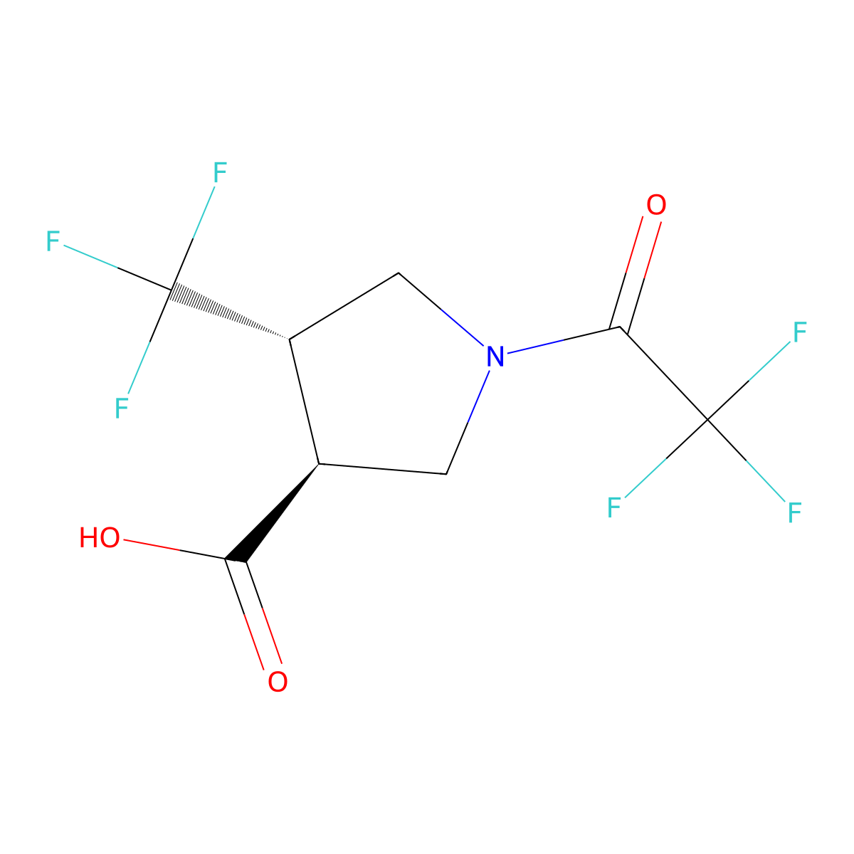 rac-(3R,4R)-1-(trifluoroacetyl)-4-(trifluoromethyl)pyrrolidine-3-carboxylic acid molecular structure, CAS 2164184-13-6