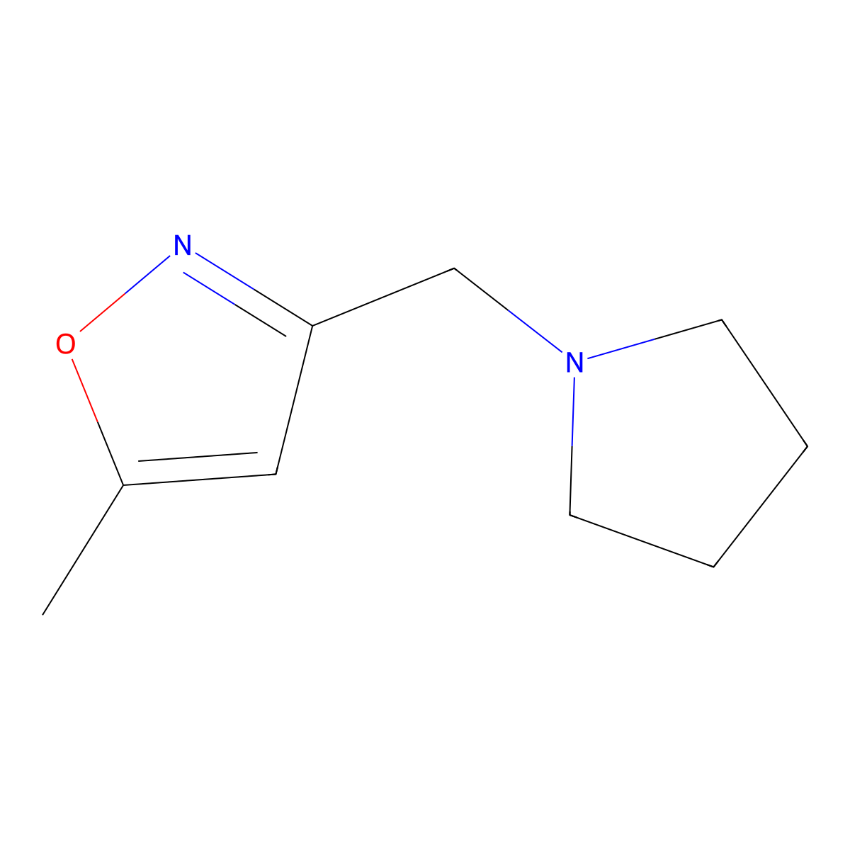 5-Methyl-3-[(pyrrolidin-1-yl)methyl]-1,2-oxazole molecular structure, CAS 2164187-83-9