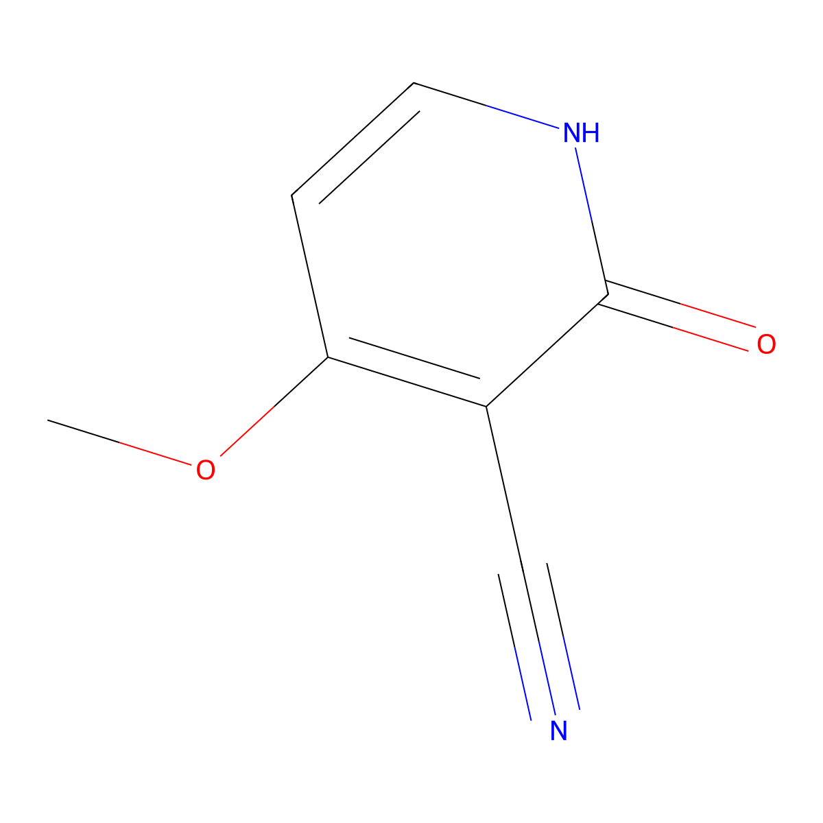 3-Pyridinecarbonitrile, 1,2-dihydro-4-methoxy-2-oxo- molecular structure, CAS 21642-98-8