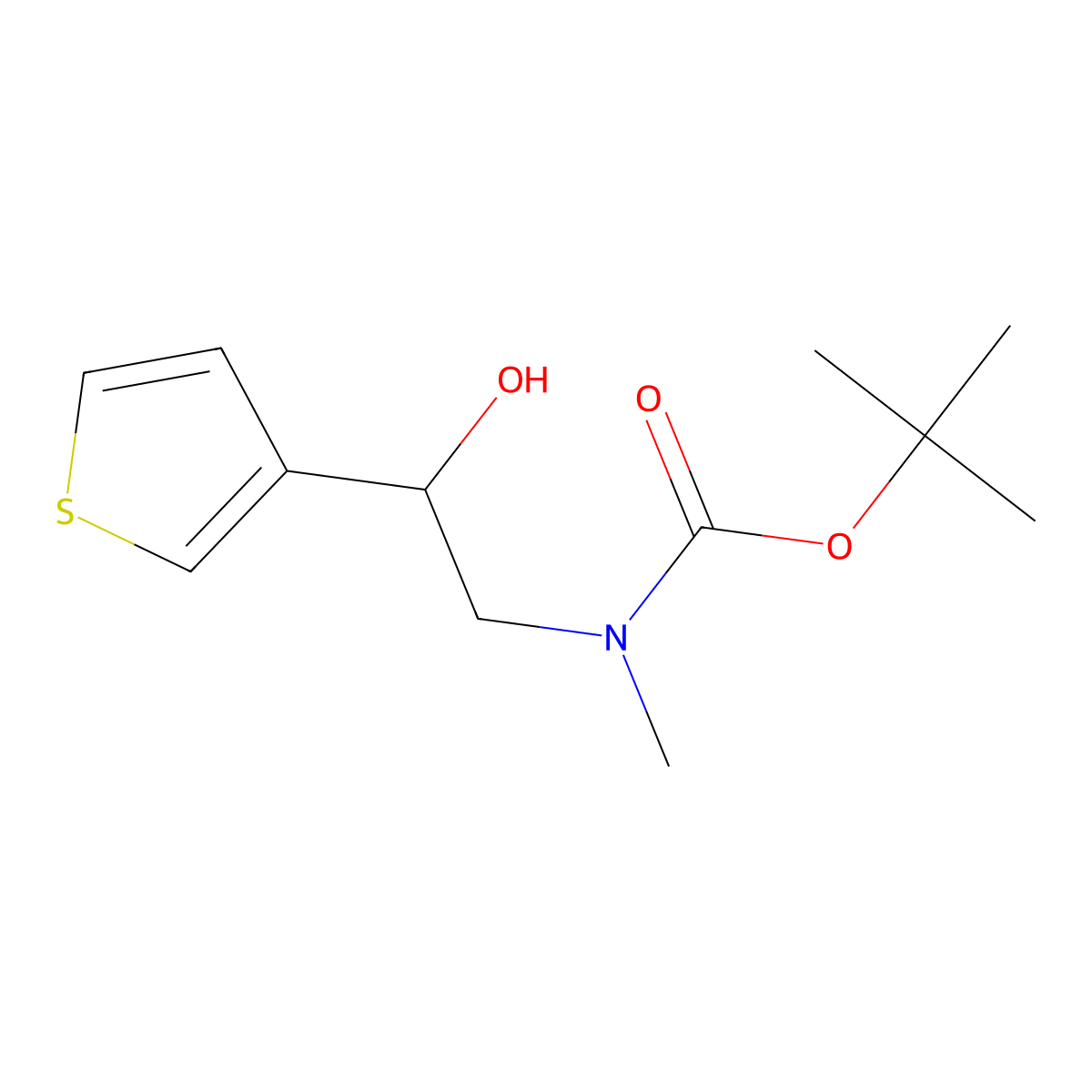 tert-butyl N-[2-hydroxy-2-(thiophen-3-yl)ethyl]-N-methylcarbamate molecular structure, CAS 2164225-24-3