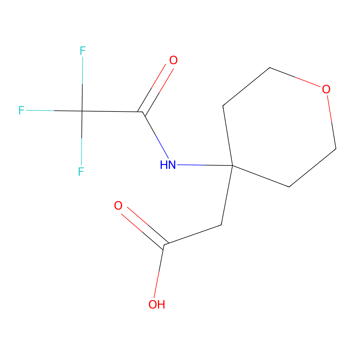 2-[4-(Trifluoroacetamido)oxan-4-yl]acetic acid molecular structure, CAS 2164262-29-5