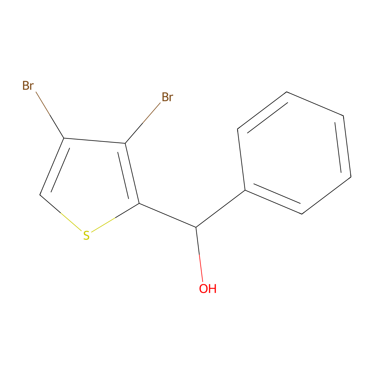 (3,4-Dibromothiophen-2-yl)(phenyl)methanol molecular structure, CAS 2164354-08-7
