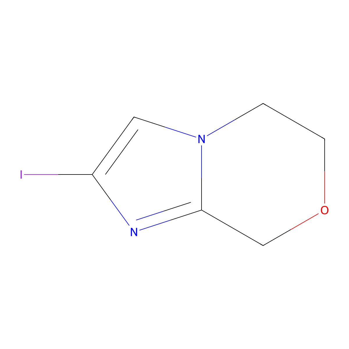 2-iodo-5H,6H,8H-imidazo(2,1-c)(1,4)oxazine molecular structure, CAS 2164373-26-4
