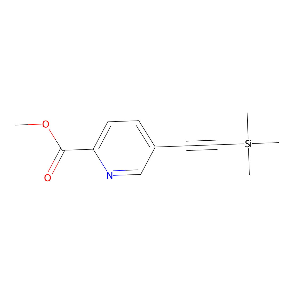 Methyl 5-[2-(trimethylsilyl)ethynyl]pyridine-2-carboxylate molecular structure, CAS 216444-02-9