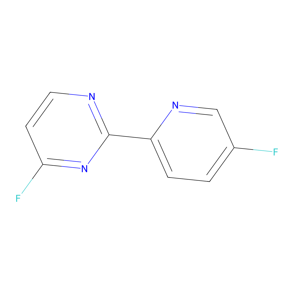 4-Fluoro-2-(5-fluoropyridin-2-yl)pyrimidine molecular structure, CAS 2164519-21-3