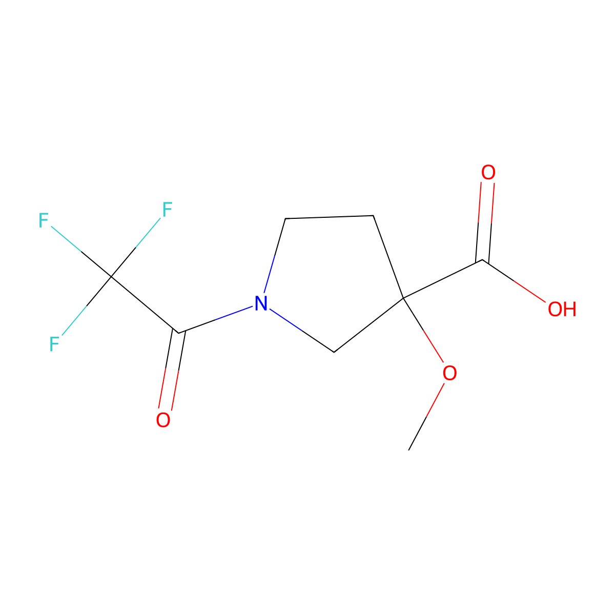 3-Methoxy-1-(trifluoroacetyl)pyrrolidine-3-carboxylic acid molecular structure, CAS 2164546-44-3