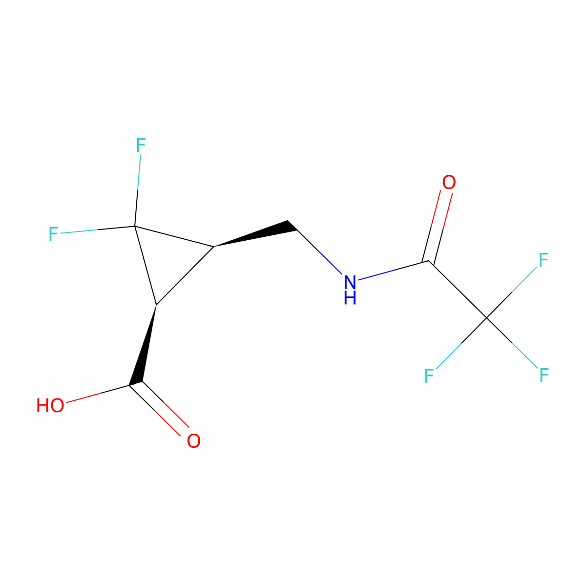 rac-(1R,3S)-2,2-difluoro-3-[(trifluoroacetamido)methyl]cyclopropane-1-carboxylic acid molecular structure, CAS 2164645-57-0