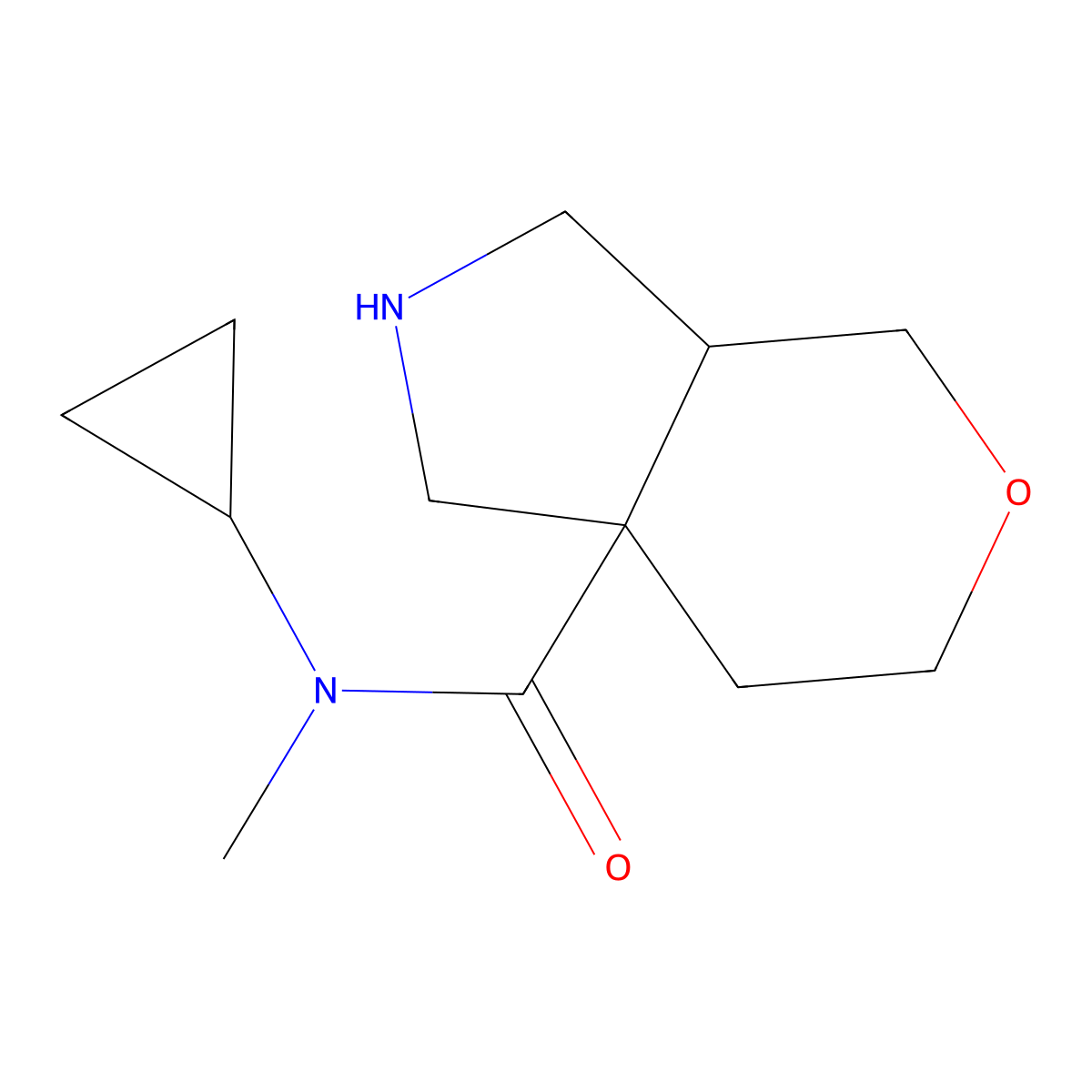 N-cyclopropyl-N-methyl-octahydropyrano[3,4-c]pyrrole-7a-carboxamide molecular structure, CAS 2164690-81-5