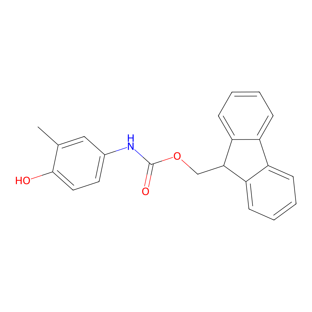 (9H-fluoren-9-yl)methyl N-(4-hydroxy-3-methylphenyl)carbamate molecular structure, CAS 2164727-59-5