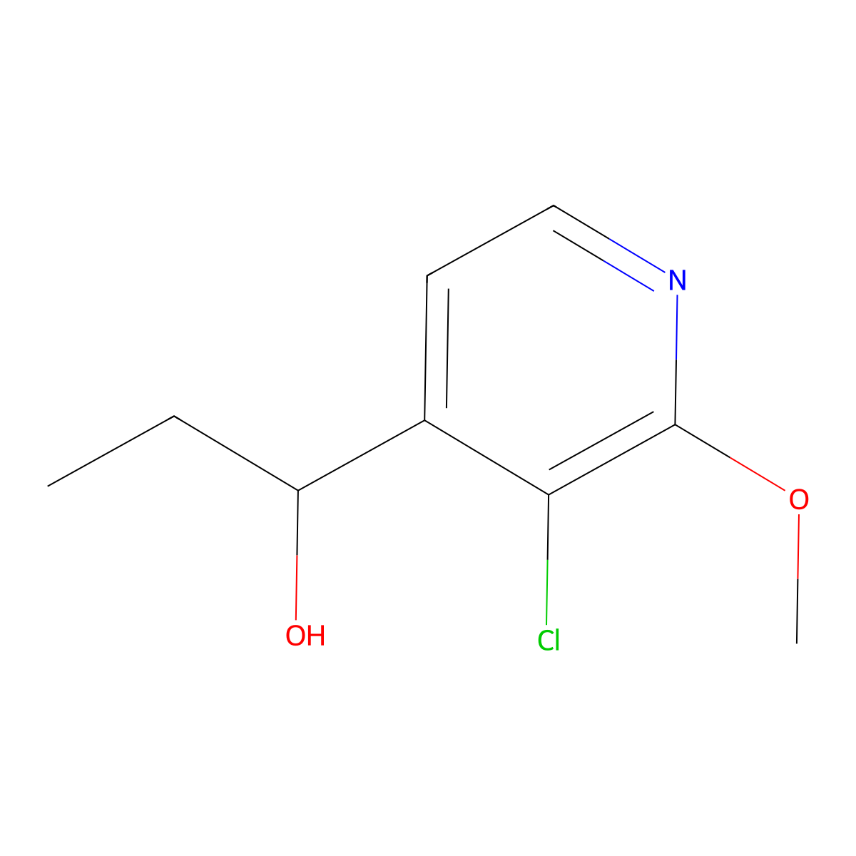 3-Chloro-alpha-ethyl-2-methoxy-4-pyridinemethanol molecular structure, CAS 2164776-08-1