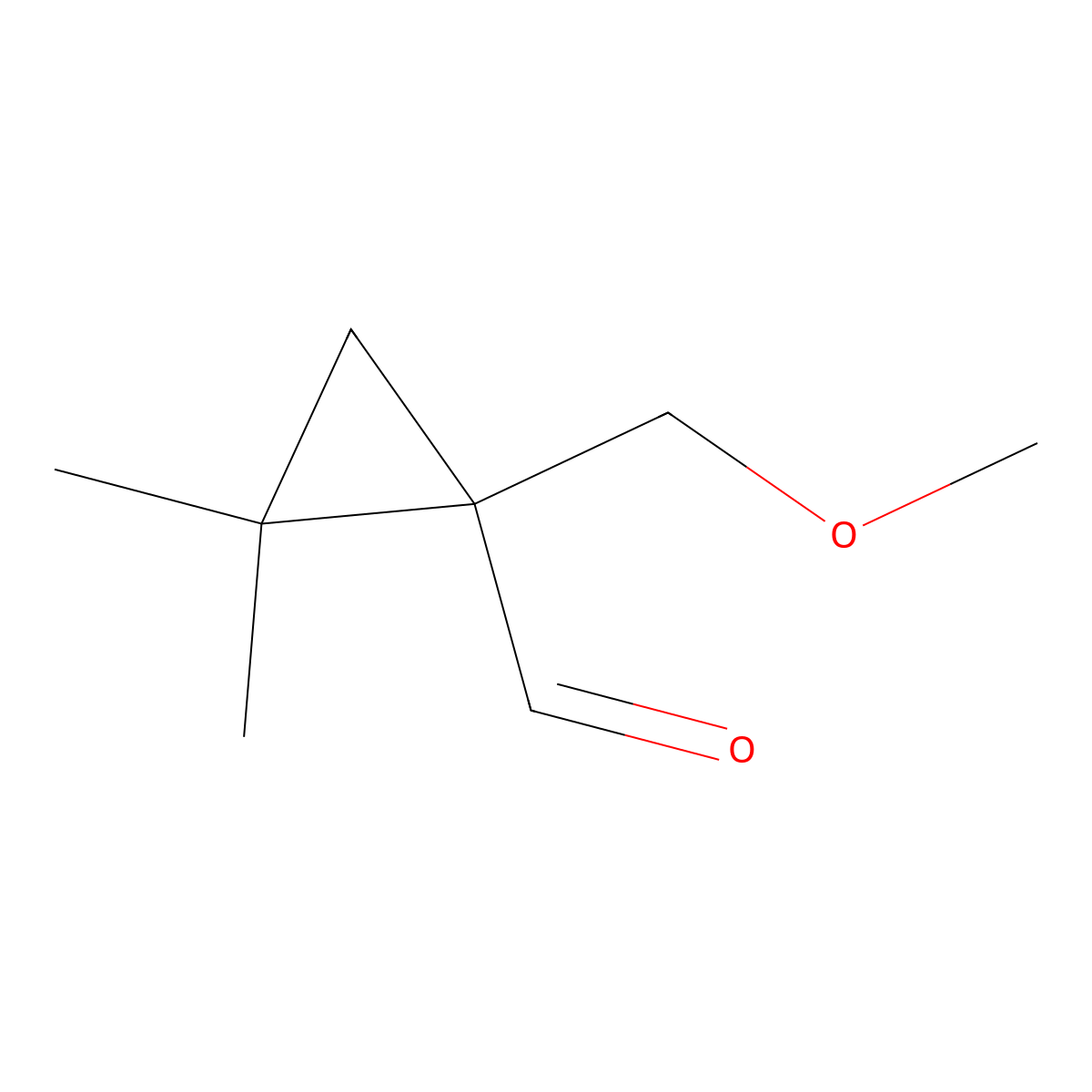 1-(Methoxymethyl)-2,2-dimethylcyclopropane-1-carbaldehyde molecular structure, CAS 2164785-38-8